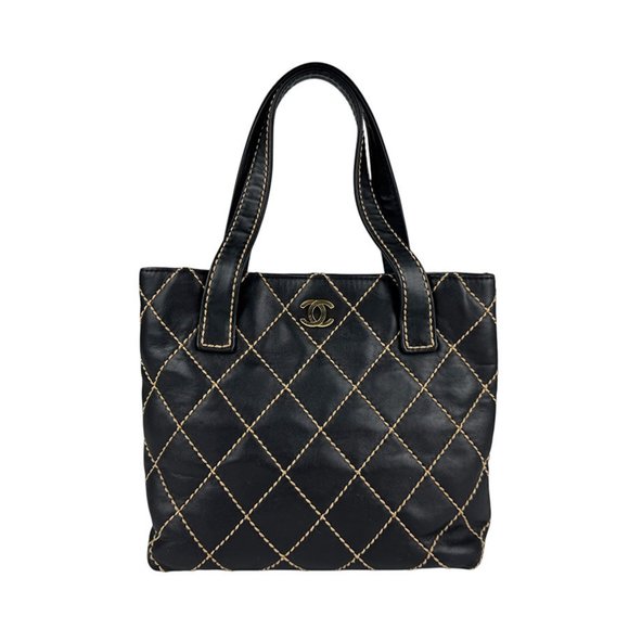 Chanel V-Stich Black Leather tote - Picture 1 of 5
